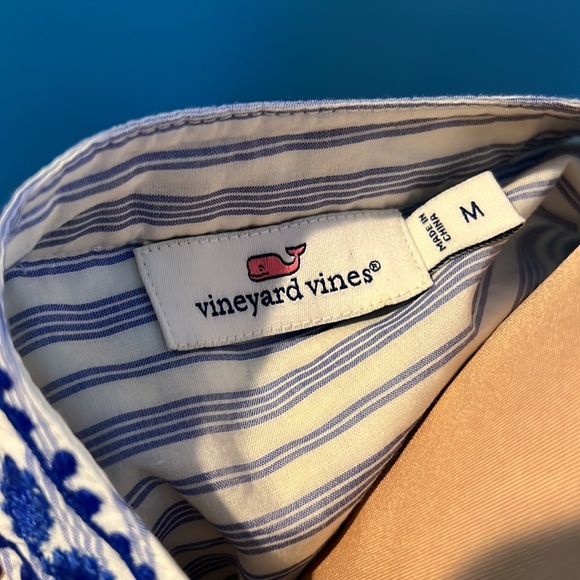 Vineyard Vines Bohemian Striped Embroidered Tunic Caftan Top Medium - Picture 3 of 4